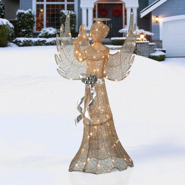 53 in. Champagne Gold Praying Angel with LED Lights