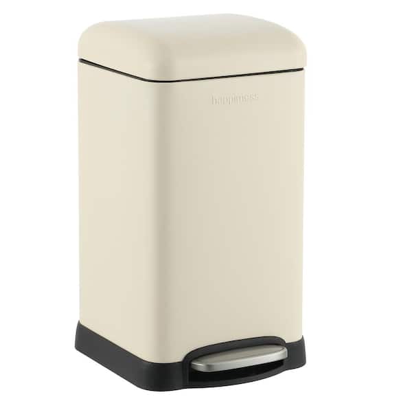 happimess Betty Retro Mini 3.2-Gal. Step-Open Trash Can, Limestone Beige