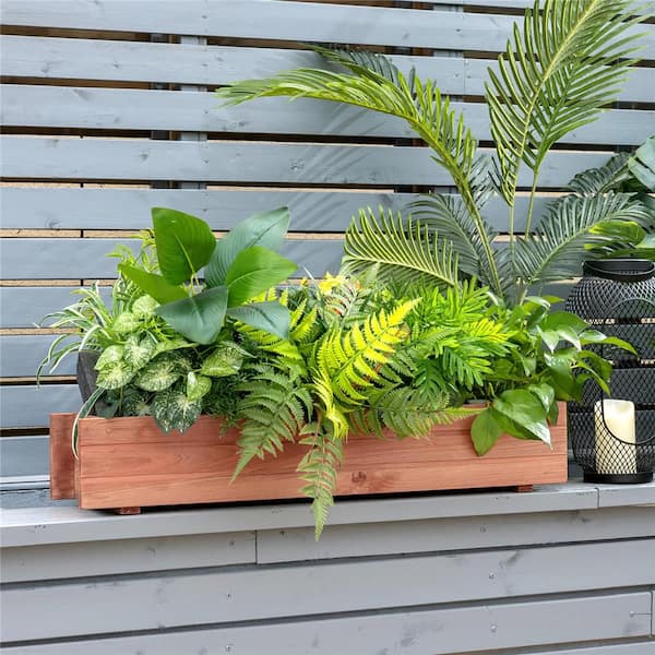 36 in. Rectangular Wooden Flower Planter Box Garden Yard Decorative Window Box