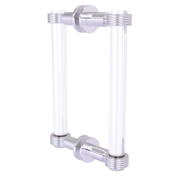 Allied Brass Clearview 8 in. Back to Back Shower Door Pull with Groovy Accents in Satin Chrome