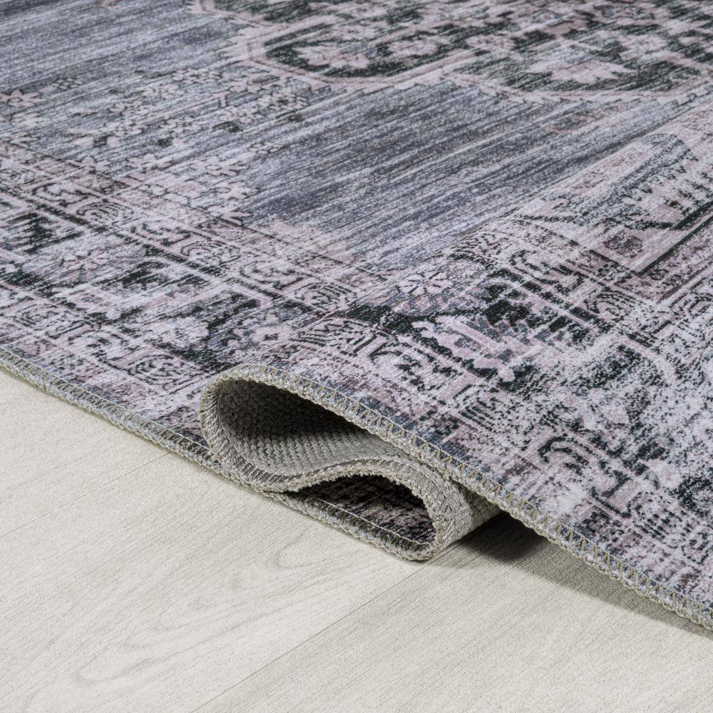 Navy and Gray Chenille Medallion Washable Area Rug