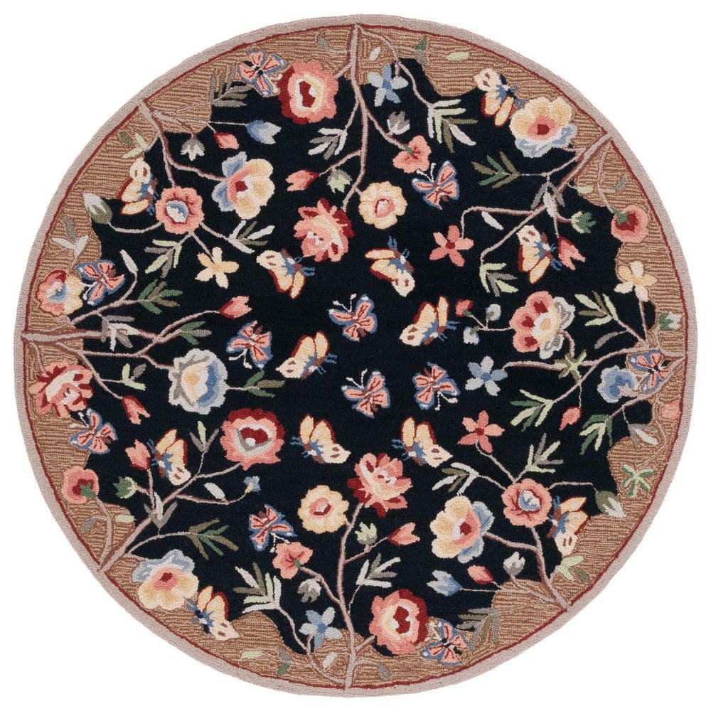 Chelsea 6 ft. x 6 ft. Black/Brown Oversized Floral Round Area Rug price history on PriceWatchPro