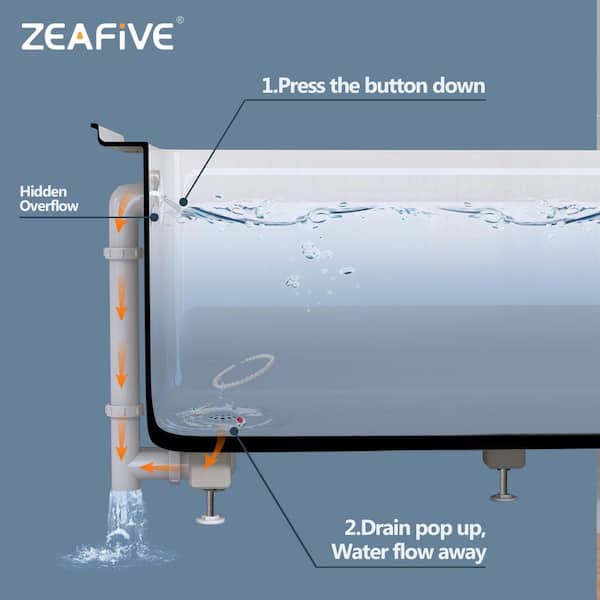 Zeafive Vub 60 in. x 32 in. Alcove Soaking Bathtub with Left