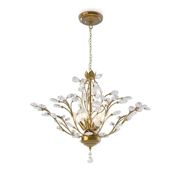Chicago 4-Light Brass Unique Classic/Traditional Chandelier with Crystal Accents