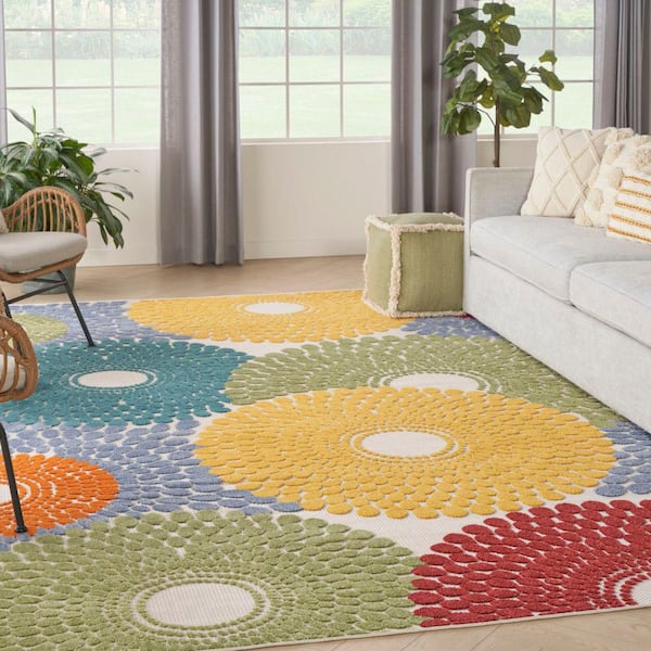 Aloha Multicolor 7 ft. x 10 ft. Medallion Contemporary Area Rug