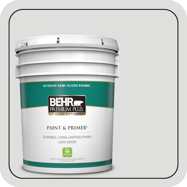 BEHR PREMIUM PLUS 5 gal. #MQ3-55 White Lie Semi-Gloss Enamel Low Odor Interior Paint & Primer