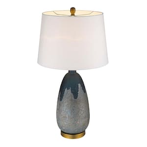 Trend Home 30.25 in. Teal Glass Table Lamp