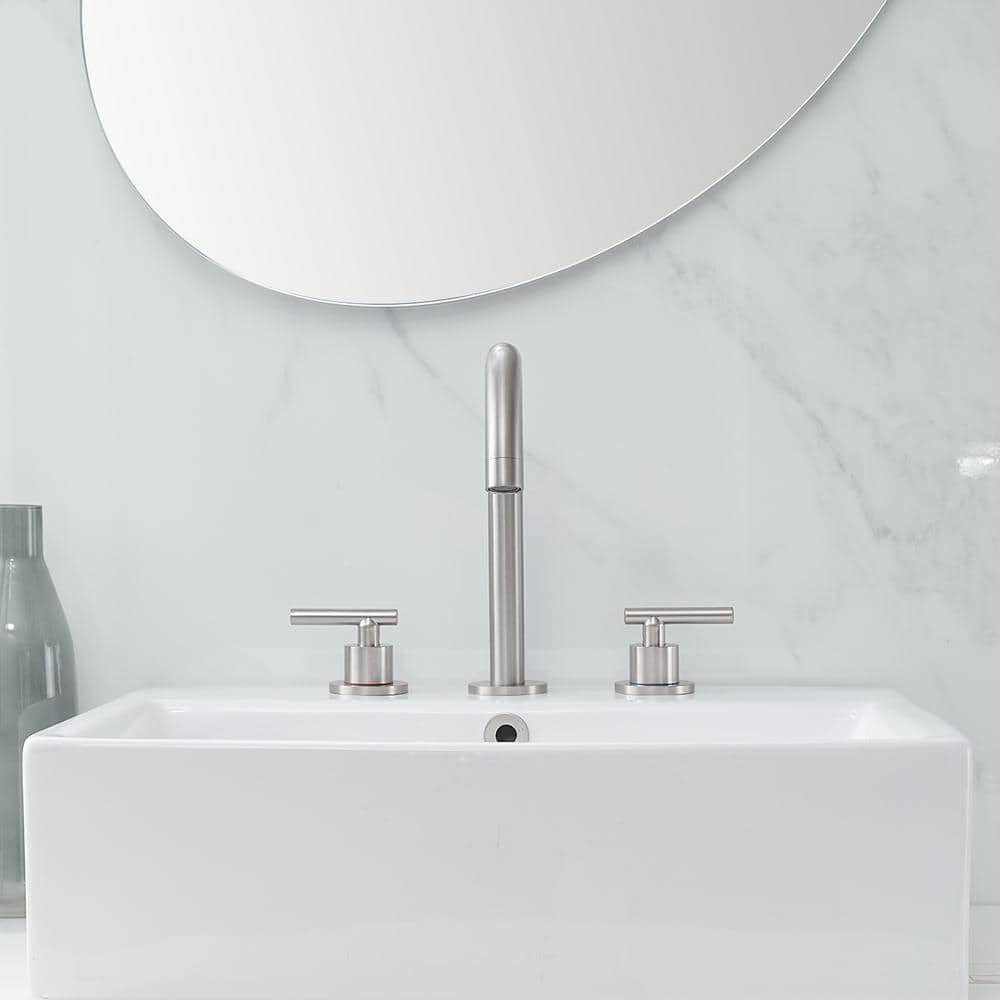 Brushed Nickel 8-Inch Widespread 2-Handle High-Arc Bathroom Faucet
