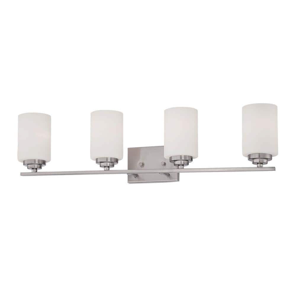 Millennium Lighting 4Light Satin Nickel Vanity Light with Etched White
