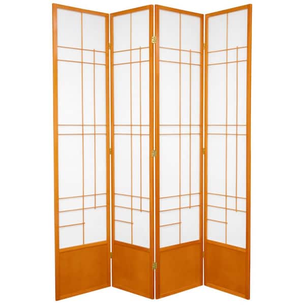 Oriental Furniture 7 ft. Honey 4-Panel Room Divider