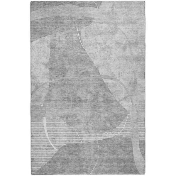 Dream Shag Premium Machine Washable Abstract ADS805 Gray 10 ft. x 14 ft. Area Rug