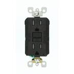 15 Amp 125-Volt Duplex SmarTest Self-Test SmartlockPro Tamper Resistant GFCI Outlet, Black
