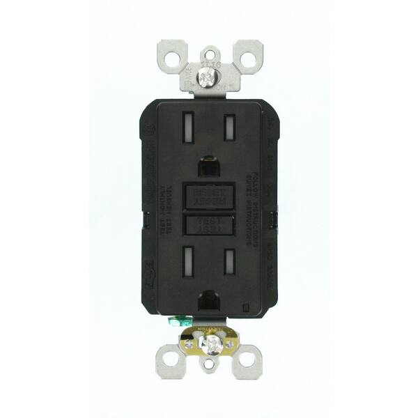 Leviton 15 Amp 125-Volt Duplex SmarTest Self-Test SmartlockPro Tamper Resistant GFCI Outlet, Black