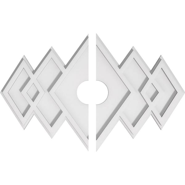 Ekena Millwork 22 in. x 14.62 in. x 1 in. Zoe Architectural Grade PVC Contemporary Ceiling Medallion (2-Piece)