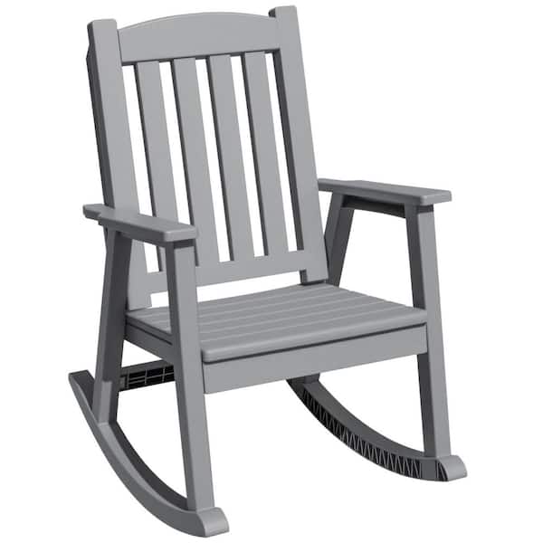 Tozey Gray Plastic Patio Outdoor Rocking Chair