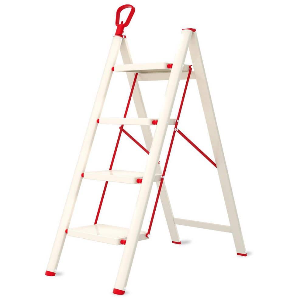 4-Step Lightweight Steel Step Stool (8 ft. Reach) 600 lbs. Load Capacity with Non-Marring Feet and Telescoping Handrail price history on PriceWatchPro