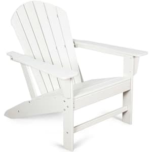 White Plastic Outdoor Patio Folding Adirondack Chair for Patio, Garden, Backyard and Pool