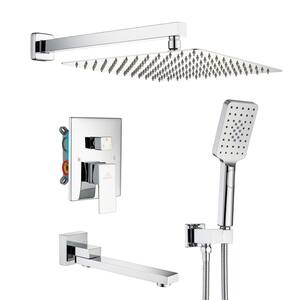 3-Spray with 2.5 GPM 10 in. 3 Functions Tub Wall Mount Dual Shower Heads in Spot in Polished Chrome (Valve Included)