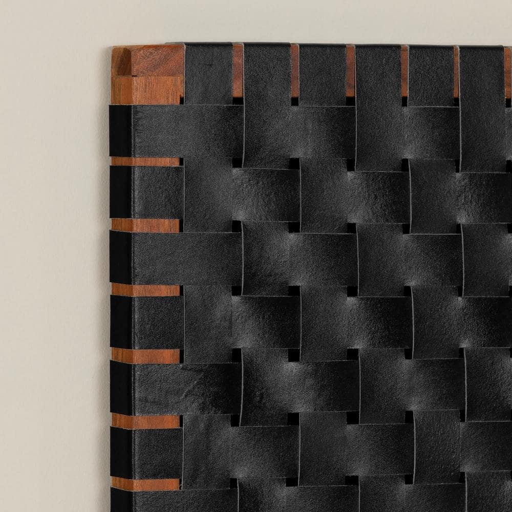 Bohemian Queen Acacia Wood and Woven Leather Headboard