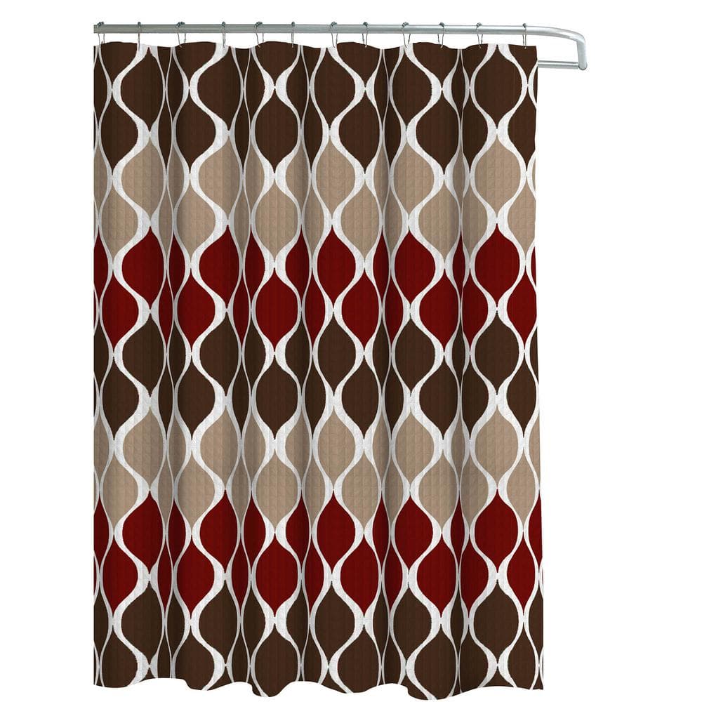 CREATIVE HOME IDEAS Clarisse Faux Linen Espresso 70 in. x 72 in. Geometric Textured Shower