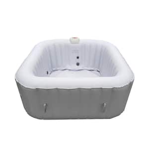 4-Person 130-Jet Square Inflatable Hot Tub in White Inside and Grey Outside - 160 gal.