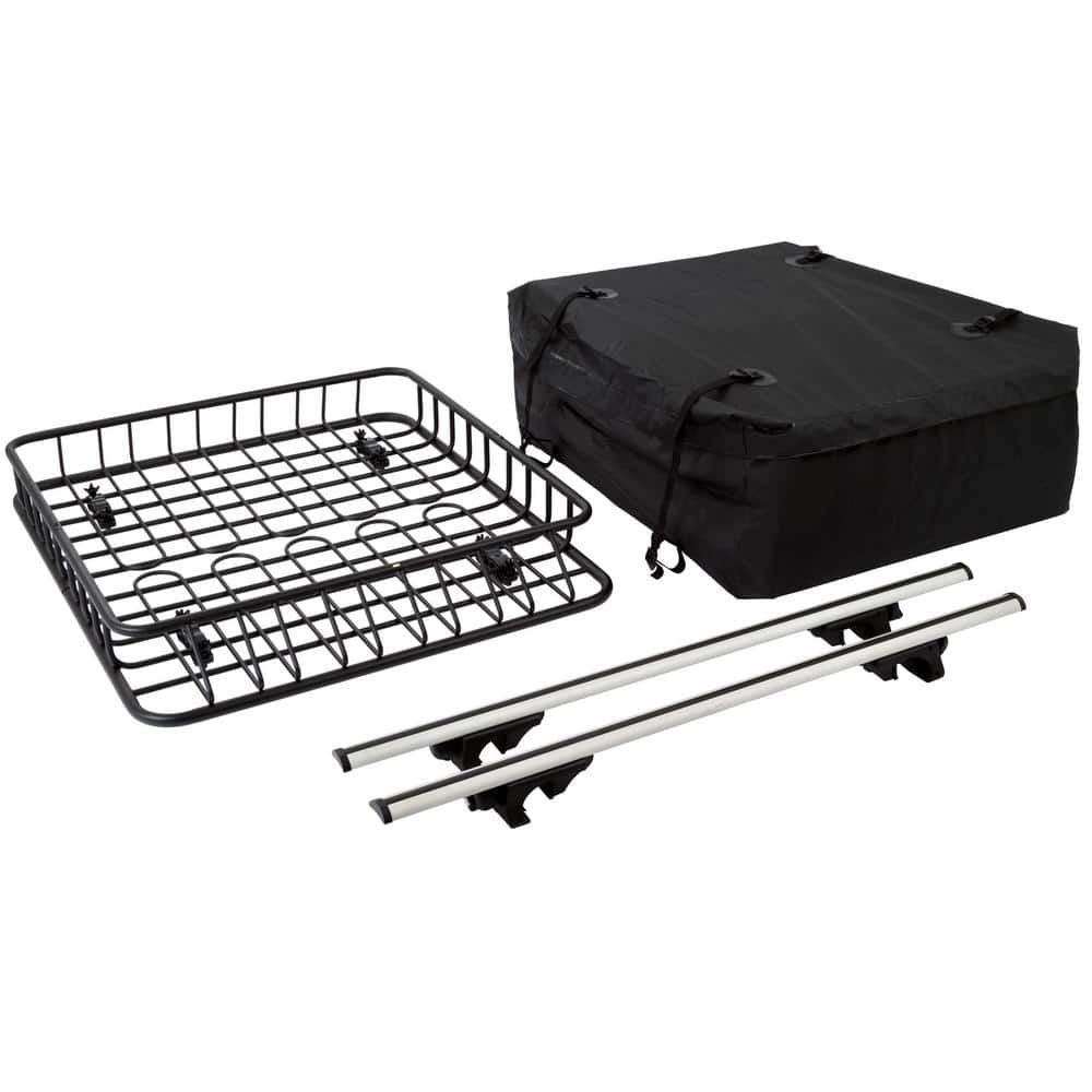 Mockins 250 lb. Roof Rack Basket with 16 CF Roof Bag - Roof Rack Cargo  Basket Adjusts from 43-64 in. L x 39 in. W x 6 in. H MA-34 - The Home Depot