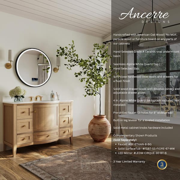 Lauren 42 in. W Bath Vanity in Oak with White Quartz Top