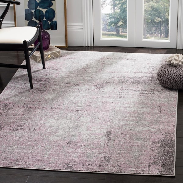 Adirondack Light Gray/Purple 6 ft. x 9 ft. Solid Area Rug