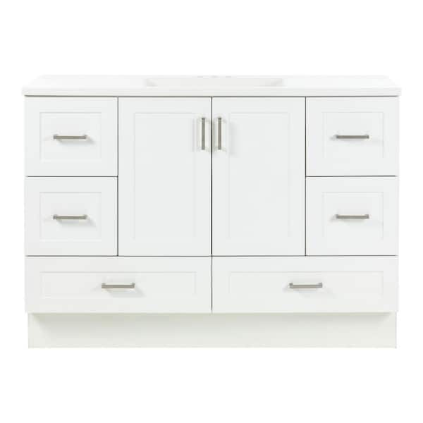 Maybell 49 in. Single Sink White Bath Vanity with White Cultured Marble Top (Assembled)