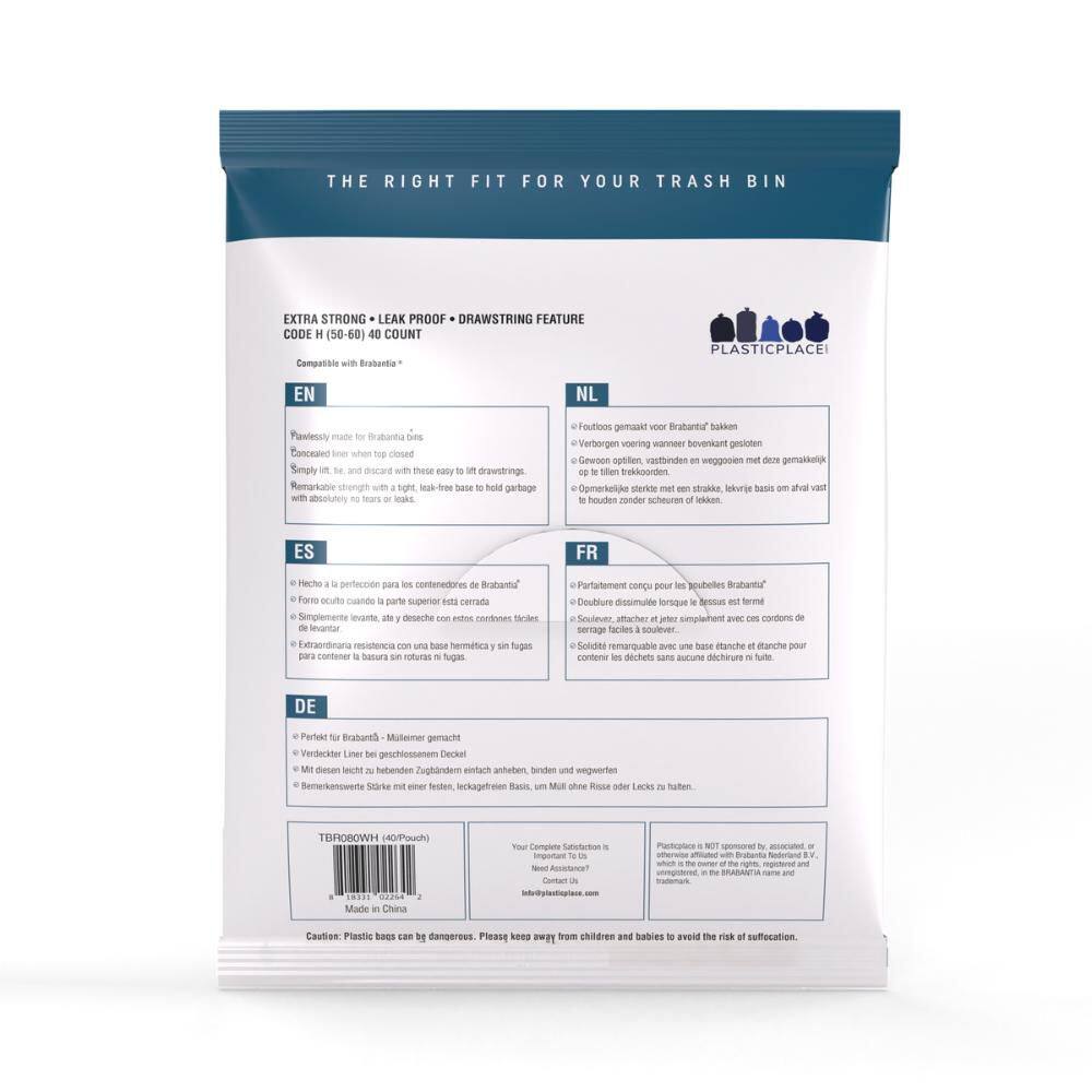 White 16 Gallon Drawstring Trash Bags, 40 Count