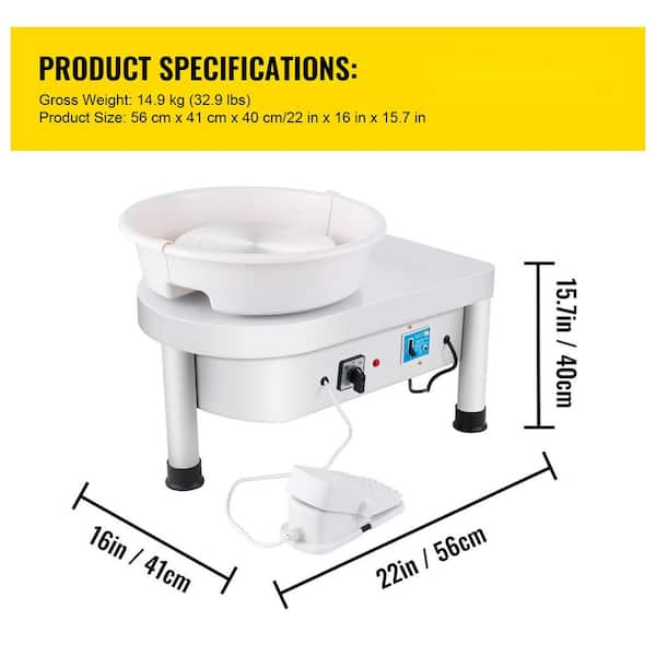 VEVOR 9.8 in. Green LCD Touch Screen Pottery Wheel 350 W Electric DIY Clay  Tools with Foot Pedal and Detachable ABS Basin XTXTYLP10110VNUM5V1 - The  Home Depot