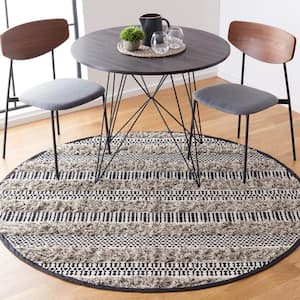 Natura Black/Ivory 6 ft. x 6 ft. Abstract Native American Round Area Rug
