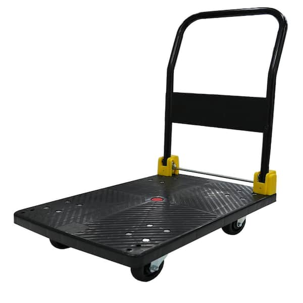 Anky 880 lbs. Capacity Platform Cart Heavy-Duty Dolly Folding Foldable Moving Warehouse Push Hand Truck in Black