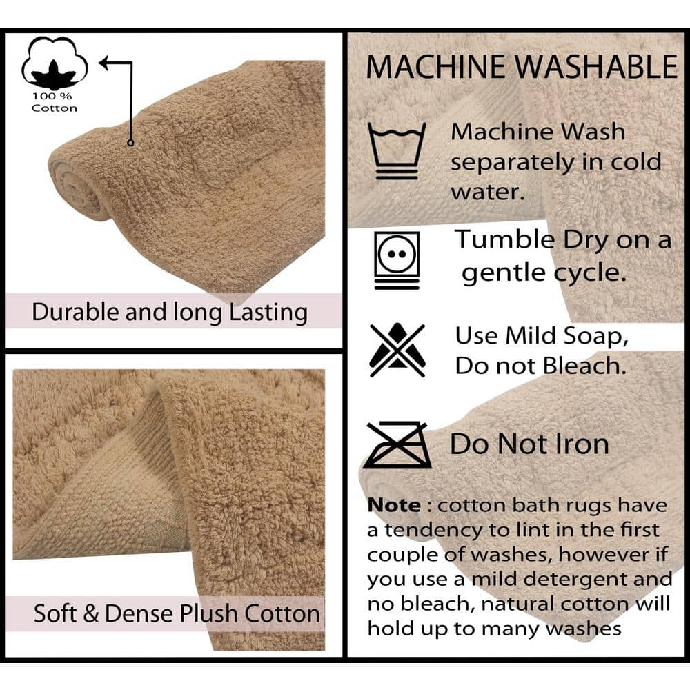Beige Cotton Tufted 2-Piece Bath Rug Set