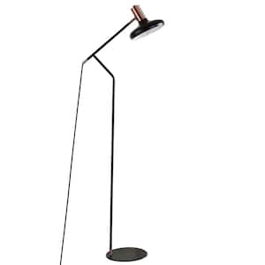 Amia 66 in. Black/Antique Copper Balance Floor Lamp with Black Shade