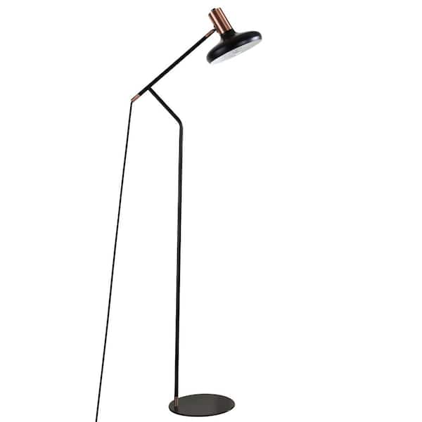 SAFAVIEH Amia 66 in. Black/Antique Copper Balance Floor Lamp with Black Shade