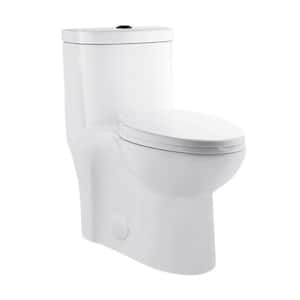 Sublime 1-piece 1.1/1.6 GPF Dual Flush Elongated Toilet in Glossy White with Black Hardware Seat Included