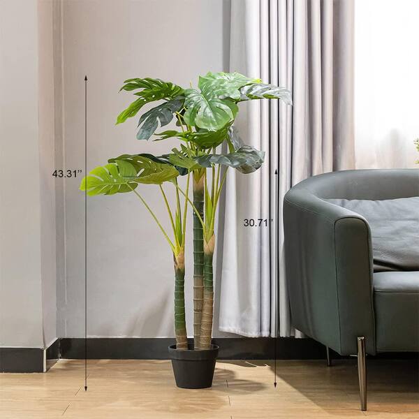 Seafuloy 2-Peice Artificial Monstera Tree in Pot Home Office Living Room Decor 43.31 in.