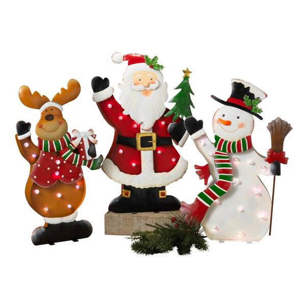 Gerson S/3 24.5 in. H Lighted Metal Standing Holiday Characters ...