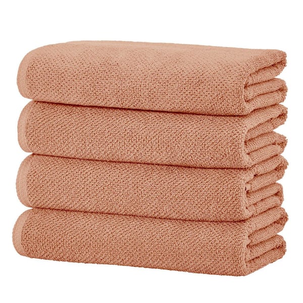FRESHFOLDS Dusty Rose 4-Pack Cotton Quick-Dry Bath Towel Set