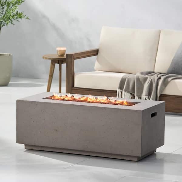 Unbranded Outdoor 40 in. Rectangular MGO Fire Table - 50,000 BTU for Backyard Patio Lawn Gray
