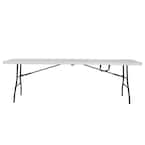 96 in. White Plastic Fold-in-Half Folding Banquet Table