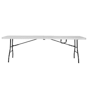 96 in. White Plastic Fold-in-Half Folding Banquet Table