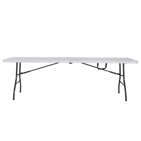 Cosco 96 in. White Plastic Fold-in-Half Folding Banquet Table