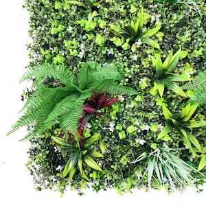 40 in. x 40 in. Large Artificial Fern Grass Mixed Leaf Greenery Wall Panel Hedge Mat Backdrop Privacy Screen