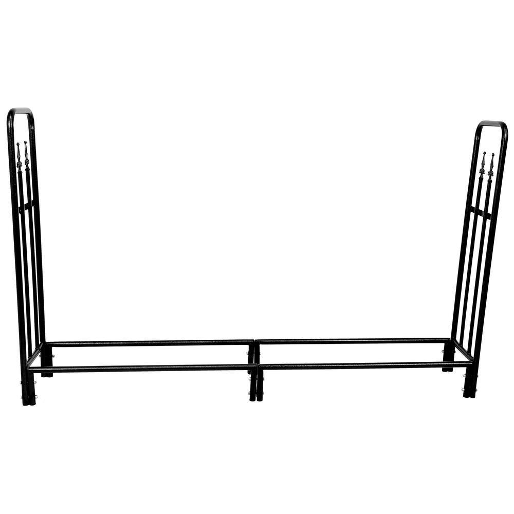 Black Powder-Coated Steel 6-Foot Decorative Firewood Log Rack