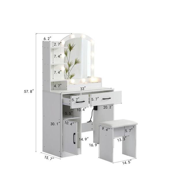 Boosicavelly Antique White 3 Drawer 33.00 in. Wide Dresser with Mirror