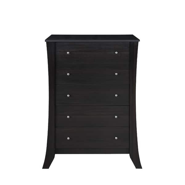 Furniture Of America Floren 5 Drawer, Dark Espresso Tall Dresser