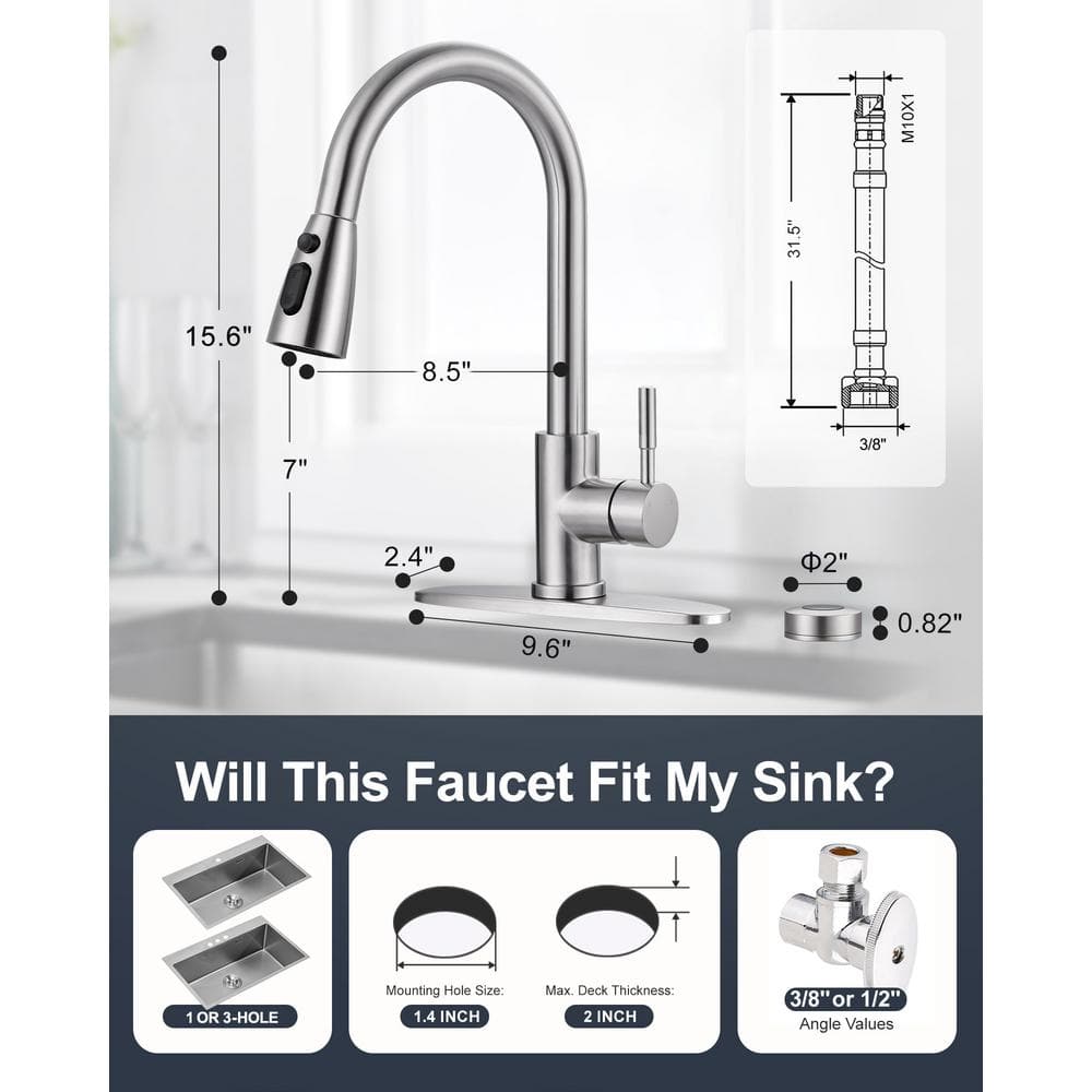 Brushed Nickel Touchless Pull-Down Kitchen Faucet with Spray