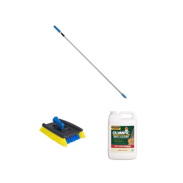 Lock-On Deck Brush, 60 in. Aluminum Pole and 320 oz. Premium Deck Cleaner Combo